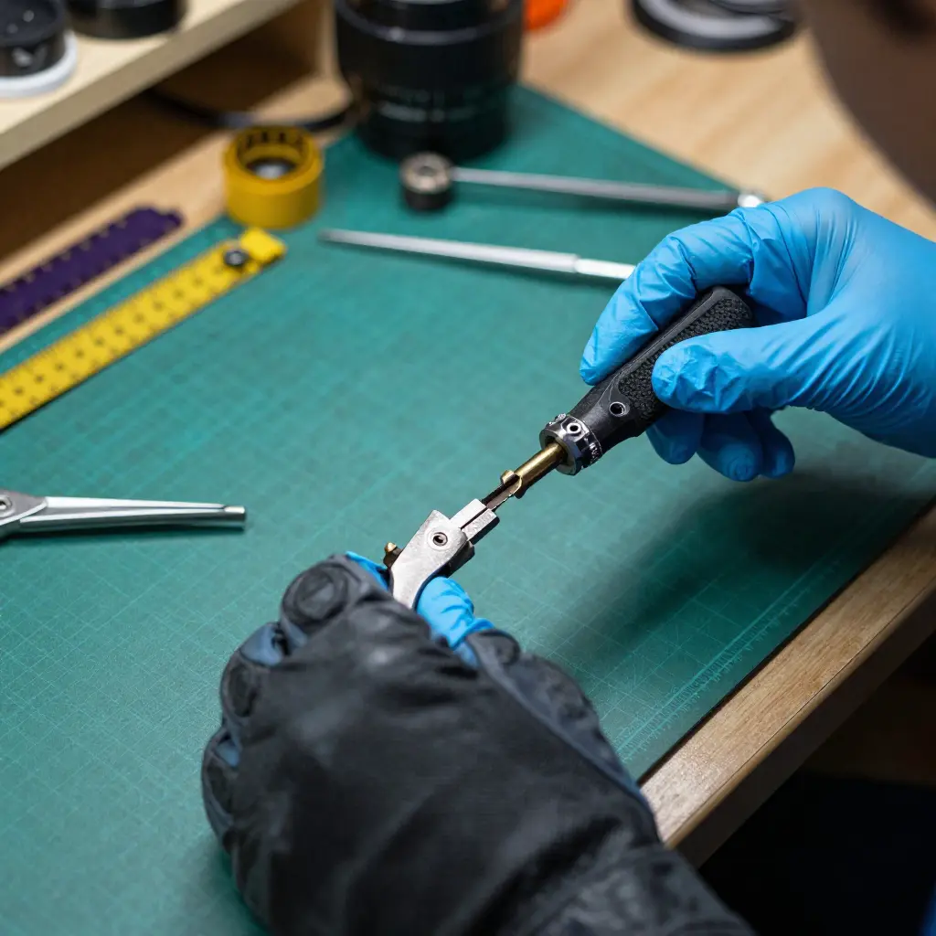 Taller profesional de reparación con herramientas de precisión